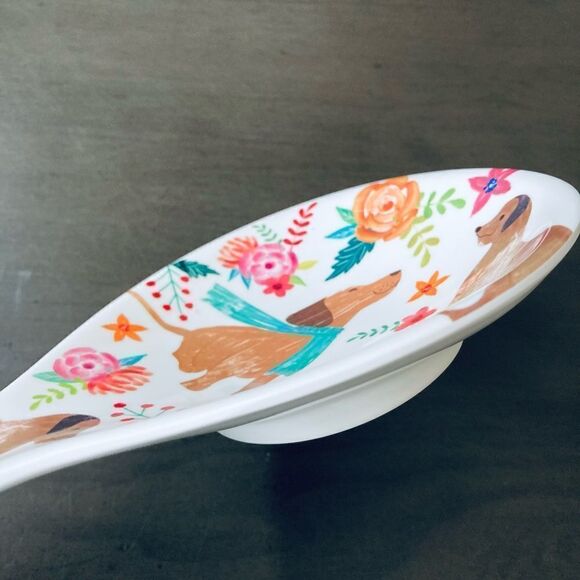 Floral Dogs Kitchen Utensil Cooking Spoon Rest - Picture 2 of 3